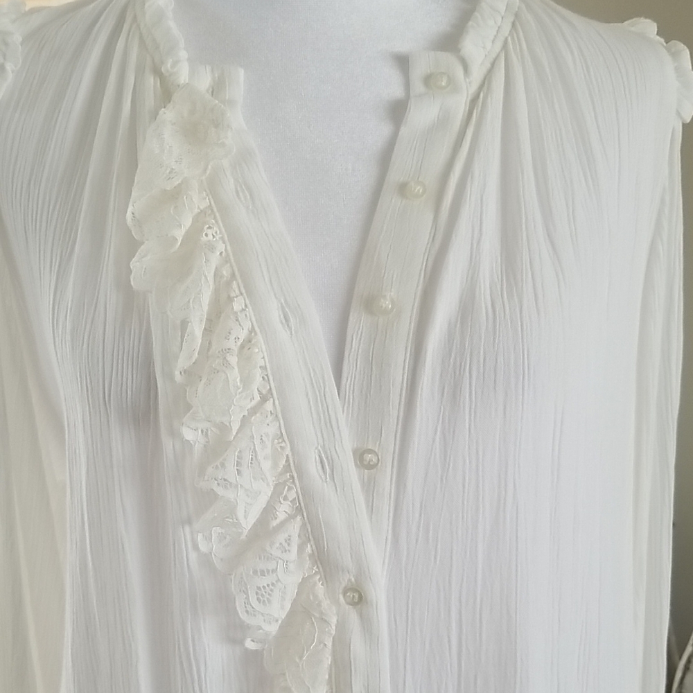 Free People White Ruffled Peasant Tunic Dress - Picture 4 of 7